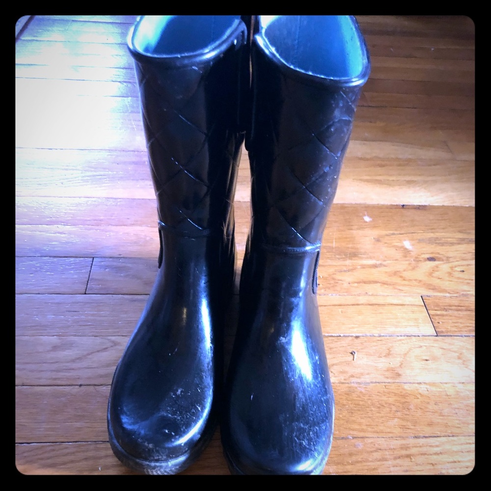 Black sperry rain boots size 8